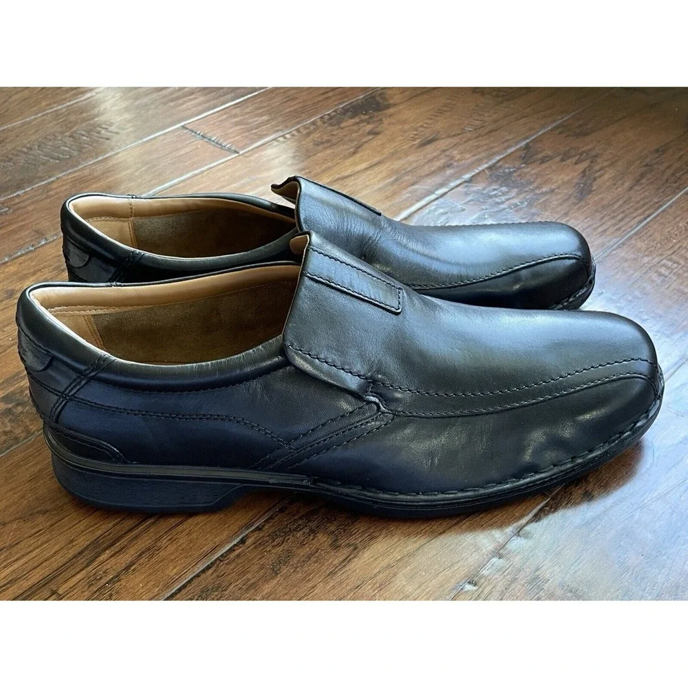 Clarks Mens Escalade‎ Step Slip-On Comfort Loafer Black Leather Size 15 M NEW